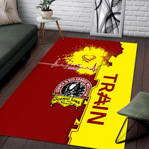 Railspirit Denver and Rio Grande Western Railroad Area Rug Engine Heartbeat and Track Love Style Rug Gift Idea For Train Lovers