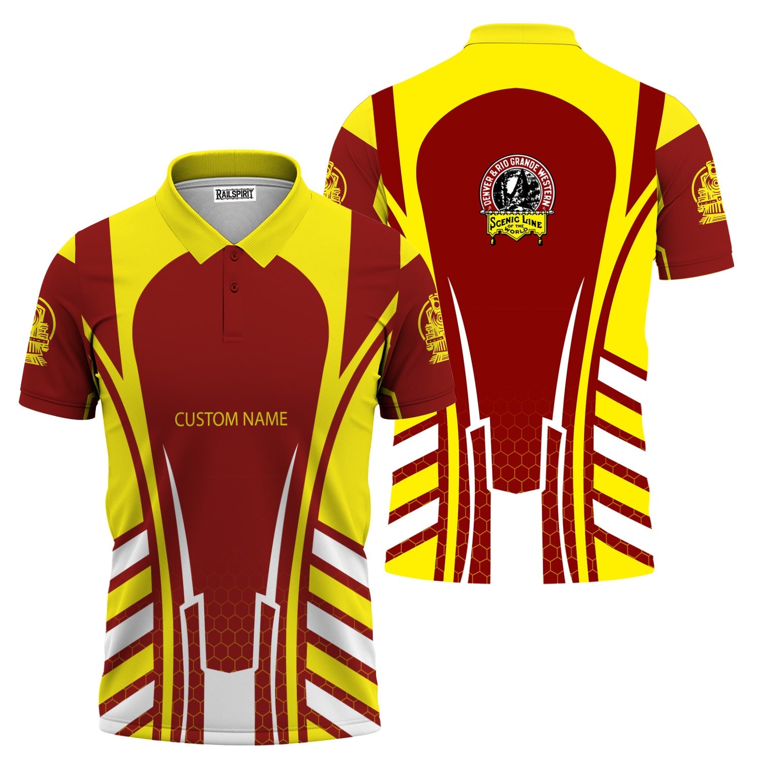 Railspirit Personalized Denver and Rio Grande Western Railroad Polo Shirt Striped Railroad Style Train Shirt All Over Print