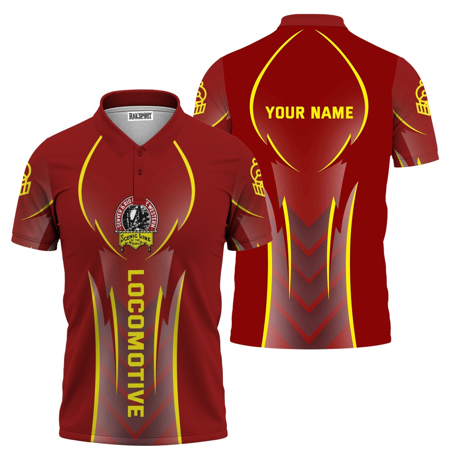 Railspirit Personalized Denver and Rio Grande Western Railroad Polo Shirt Striking Line Style Train Shirt For Locomotive Lovers