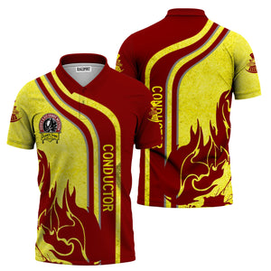 Railspirit Personalized Denver and Rio Grande Western Railroad Polo Shirt Flame Design with Custom Job Position Train Shirt