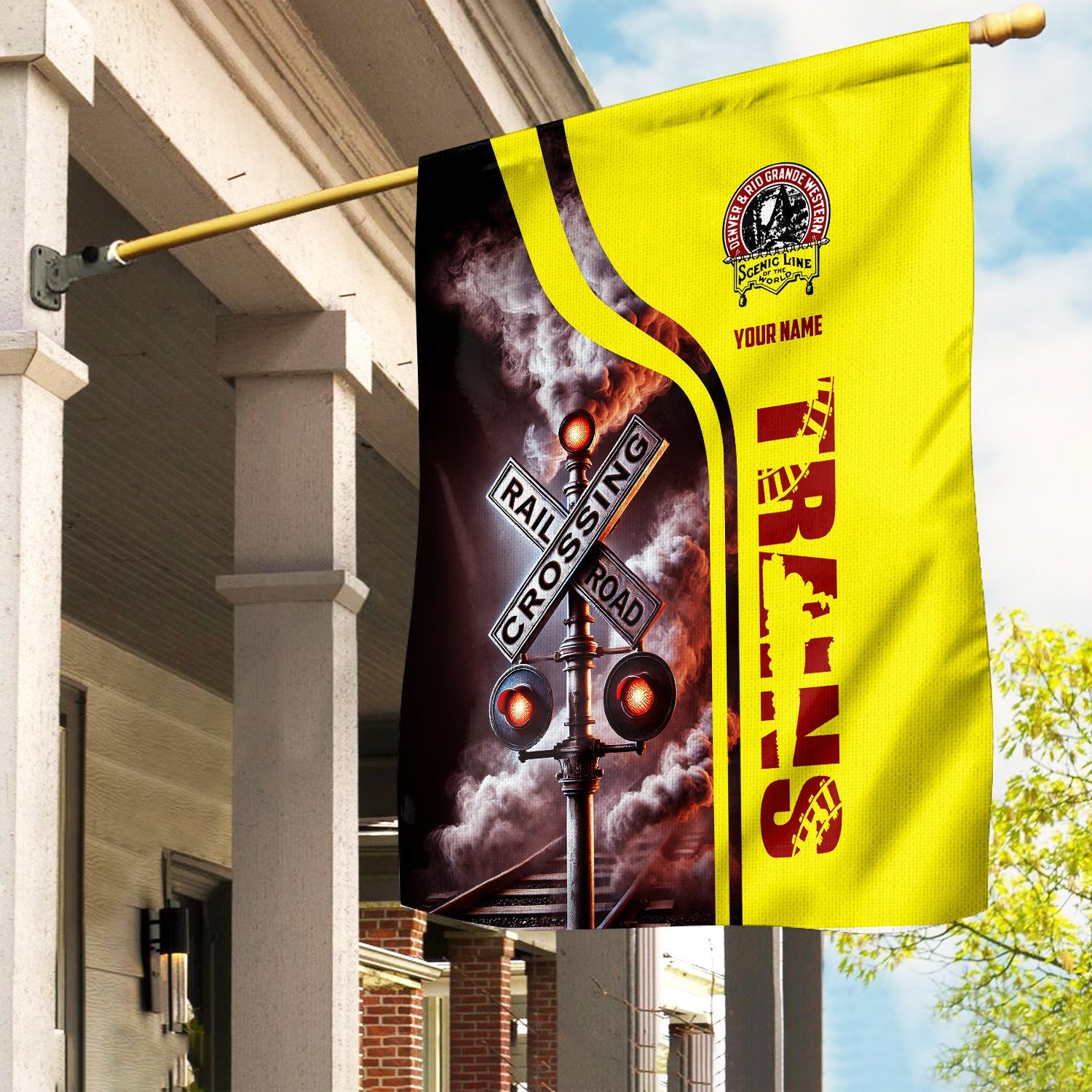 Railspirit Personalized Denver and Rio Grande Western Railroad Garden Flag Railroad Crossing Sign Flag All Over Print