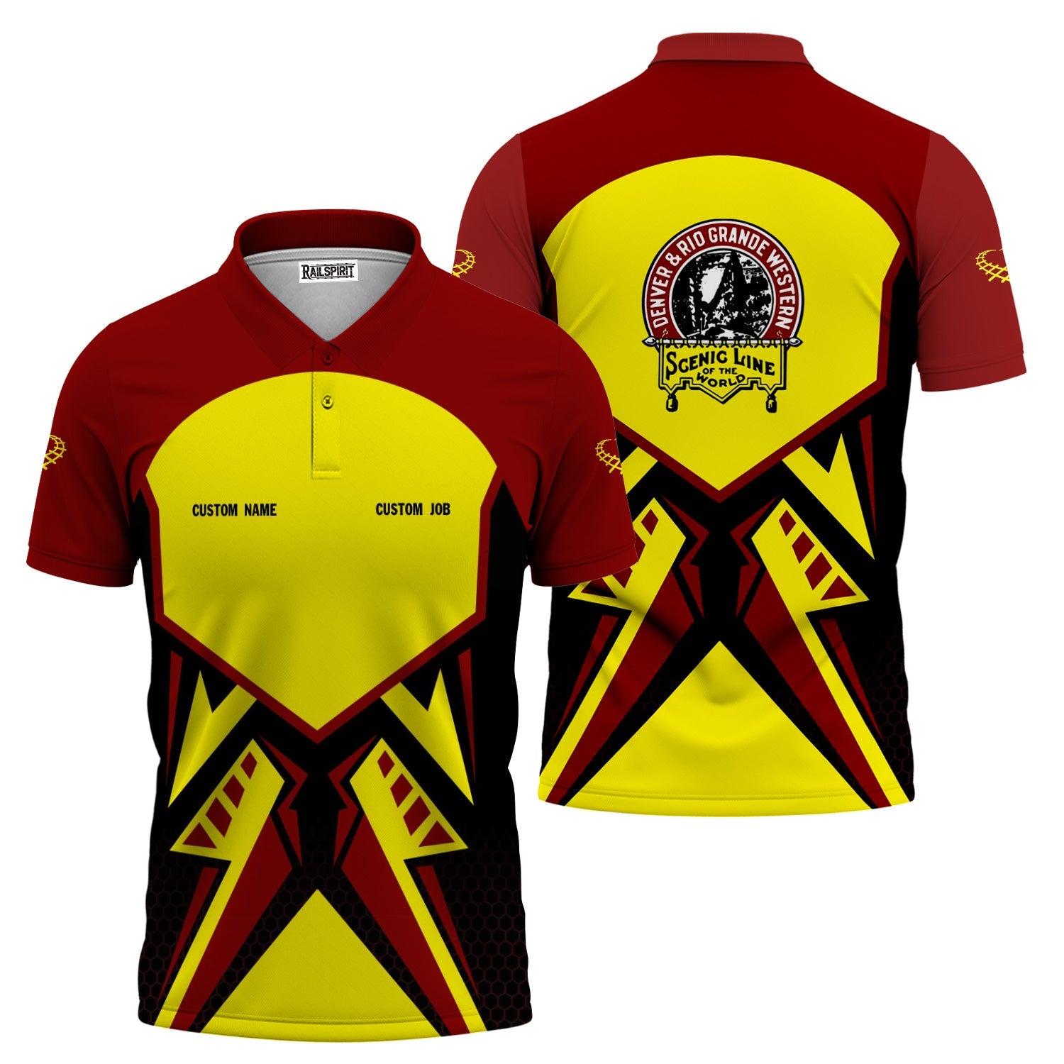 Railspirit Personalized Denver and Rio Grande Western Railroad Polo Shirt Vibriant Style with Custom Position Train Shirt