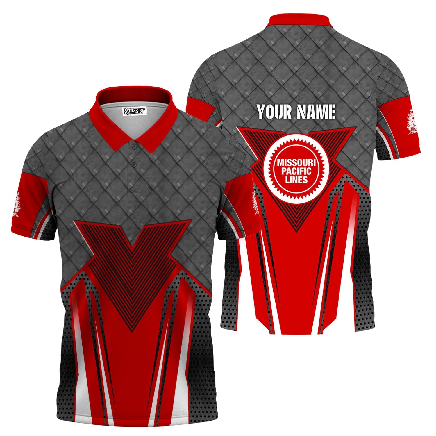 Railspirit Personalized Missouri Pacific Railroad Polo Shirt Rugged Steel Vibes Train Shirt All Over Print
