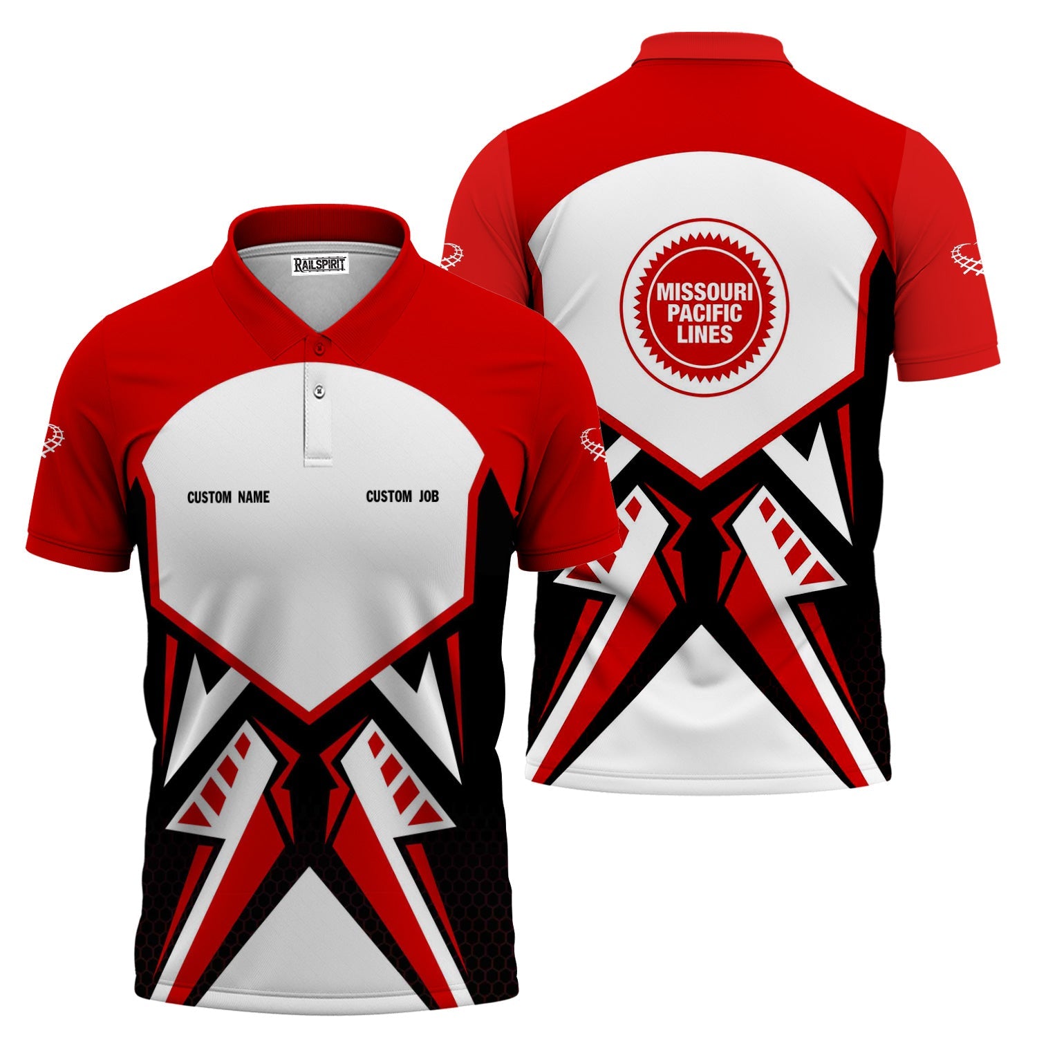 Railspirit Personalized Missouri Pacific Railroad Polo Shirt Vibriant Style with Custom Position Train Shirt