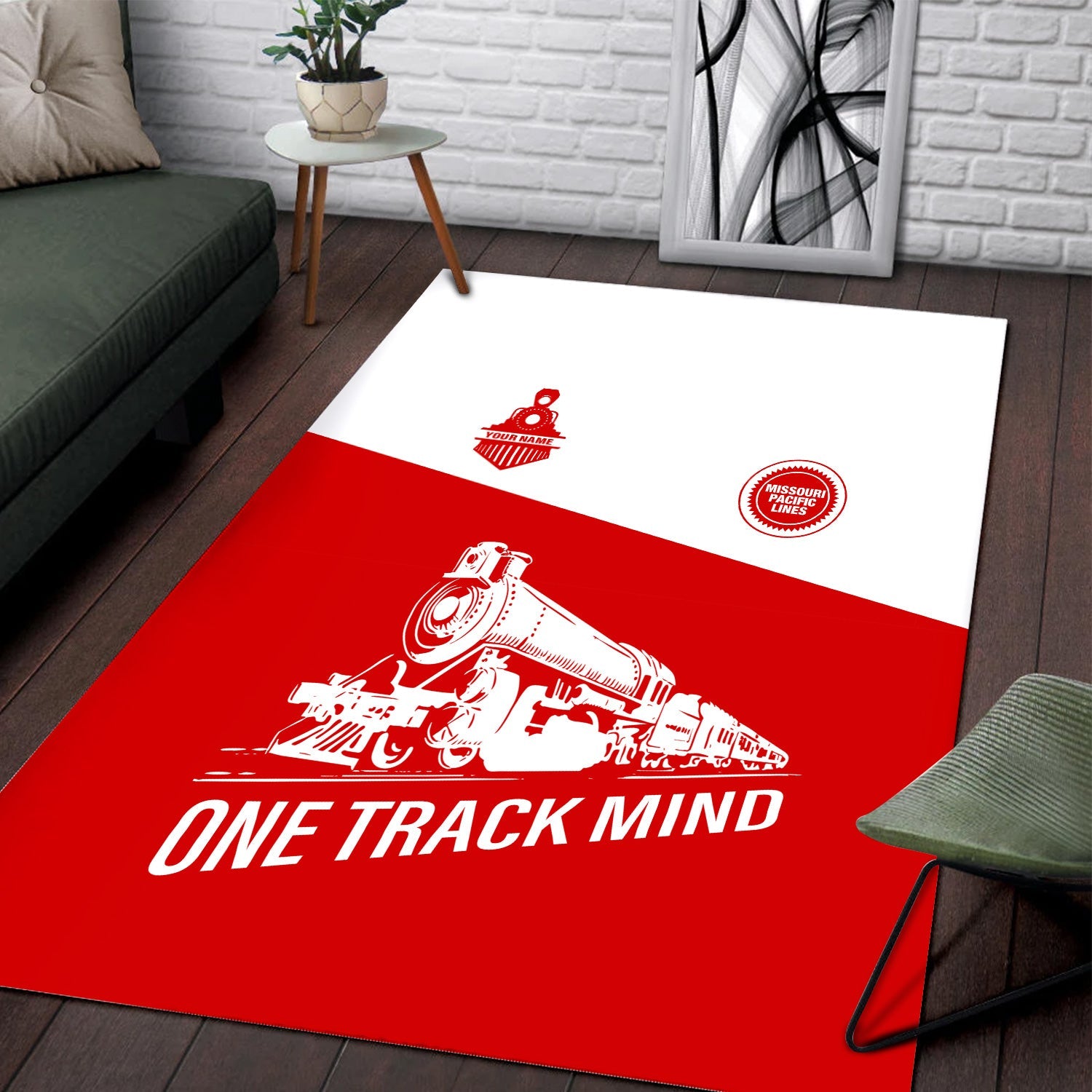 Railspirit Personalized Missouri Pacific Railroad Area Rug One Track Mind Train Rug Gift Idea For Train Lover