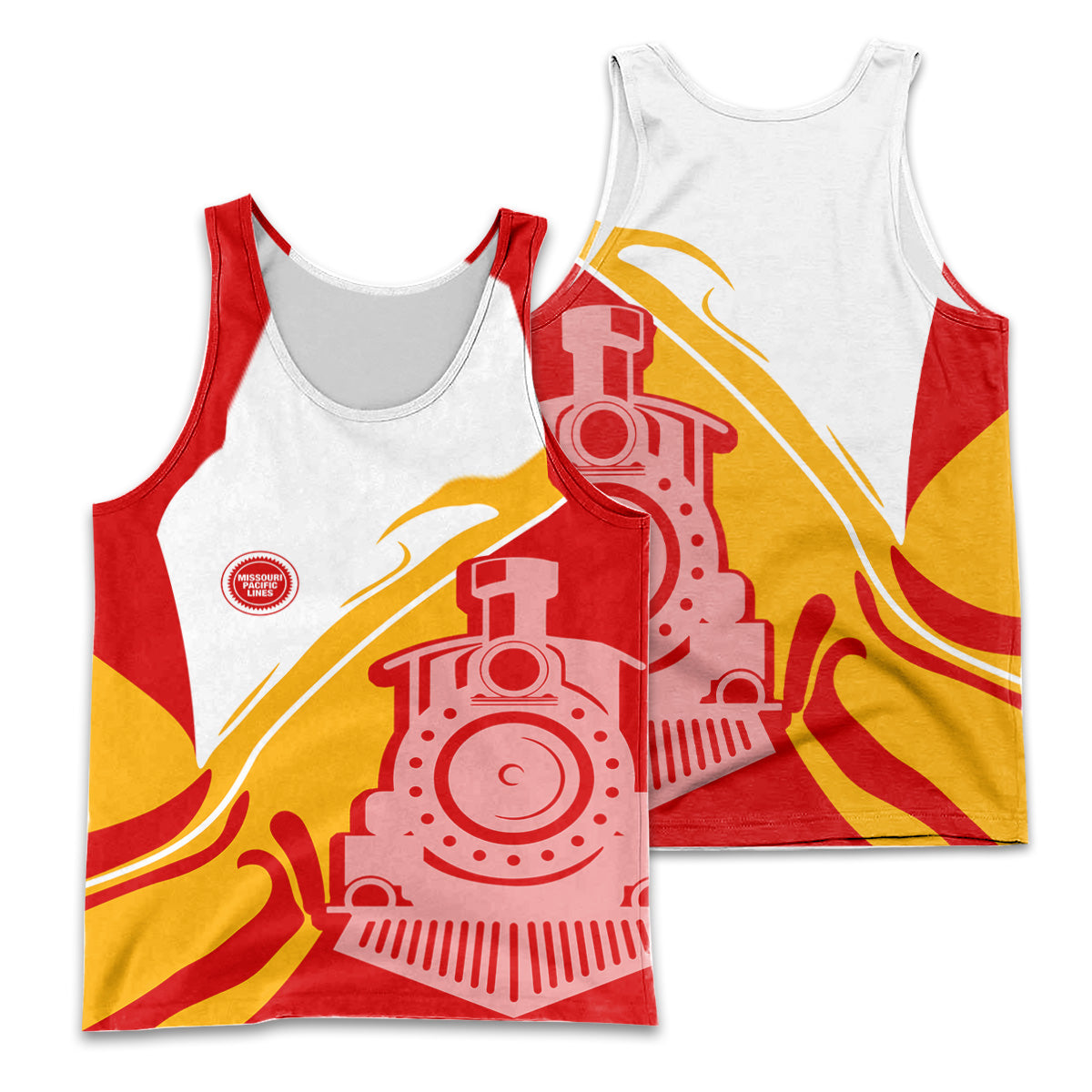 Railspirit Personalized Missouri Pacific Railroad Men Tank Top Flame-Inspired Style Shirt Gift Idea For Train Lovers