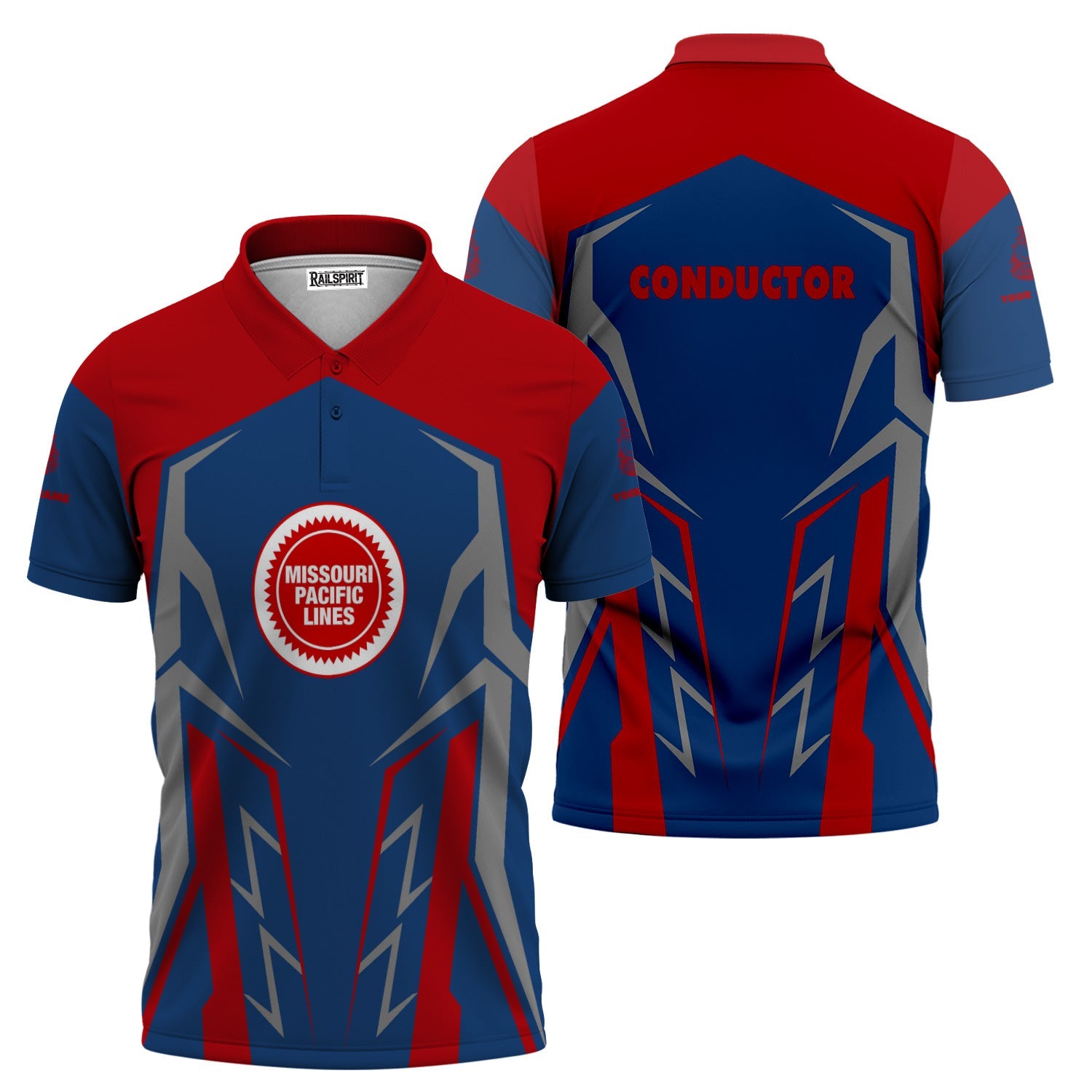 Railspirit Personalized Missouri Pacific Railroad Polo Shirt Futuristic Design with Custom Job Train Shirt