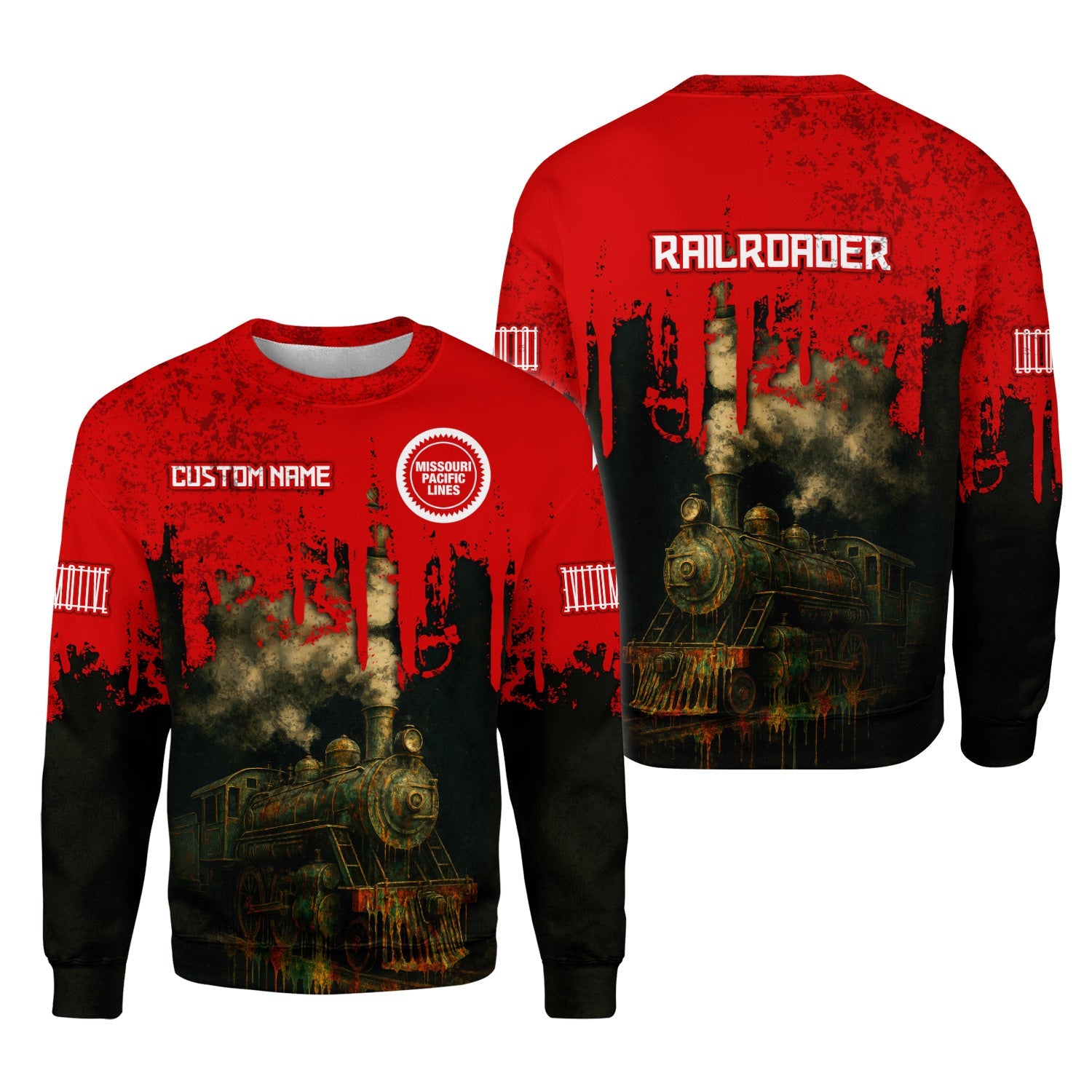 Railspirit Personalized Missouri Pacific Railroad Sweatshirt Vintage Train Art Style Shirt For Locomotive Fans