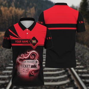 Railspirit Custom Name Wabash Railroad Polo Shirt American Train Ticket Printed Shirt
