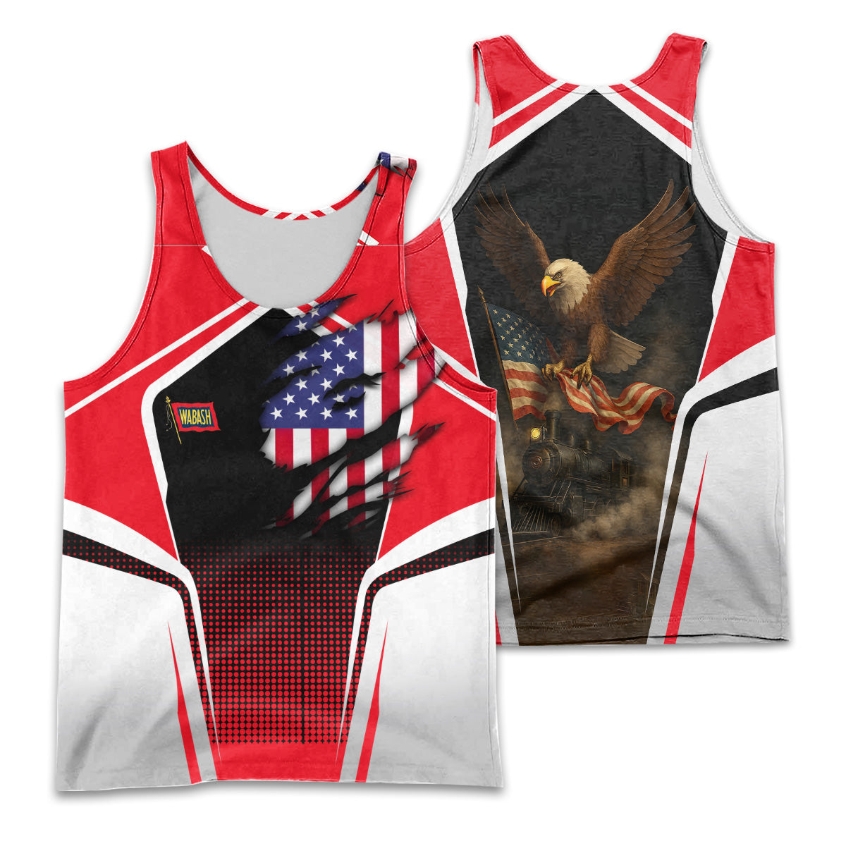 Railspirit Personalized Wabash Railroad Men Tank Top American Eagle Vintage Train Shirt