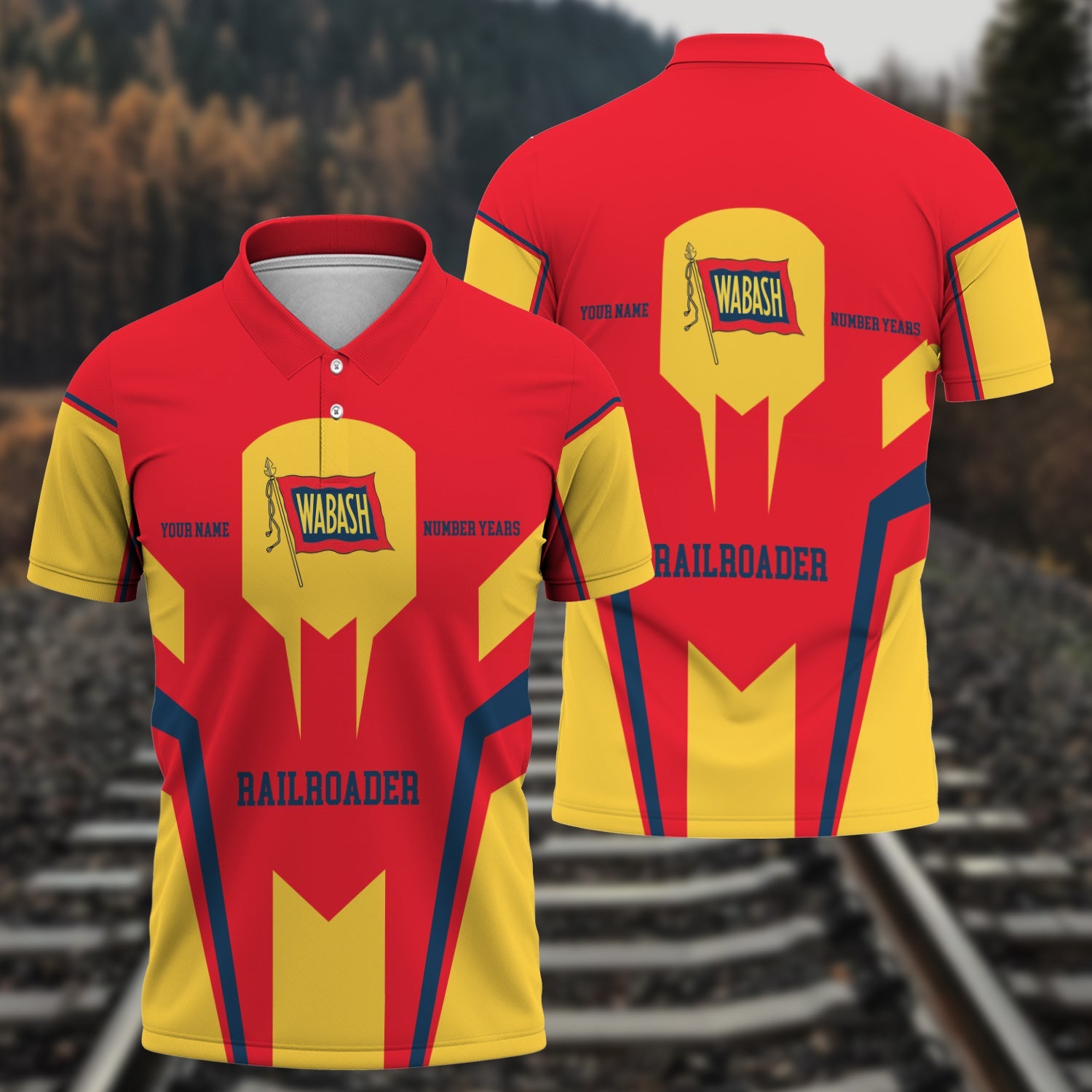 Railspirit Personalized Wabash Railroad Polo Shirt Custom Year Railroader Shirt Gift Idea For Train Lover