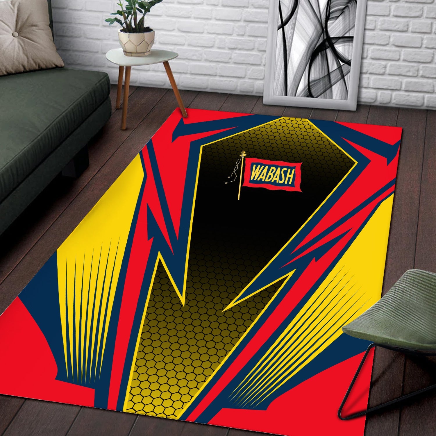 Railspirit Wabash Railroad Area Rug Lightning Graphic Style Rug Gift Idea For Train Lover