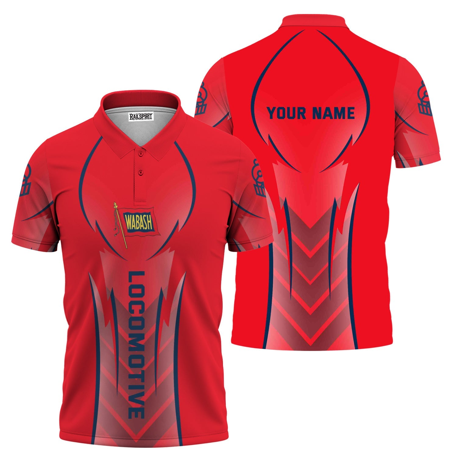 Railspirit Personalized Wabash Railroad Polo Shirt Striking Line Style Train Shirt For Locomotive Lovers
