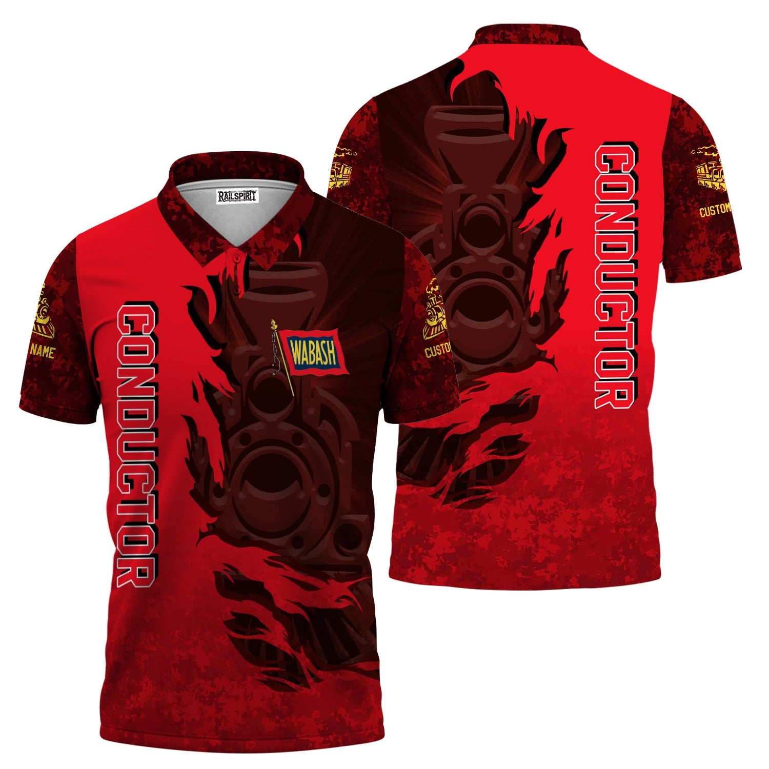 Railspirit Personalized Wabash Railroad Polo Shirt Blazing Style with Custom Position Train Shirt