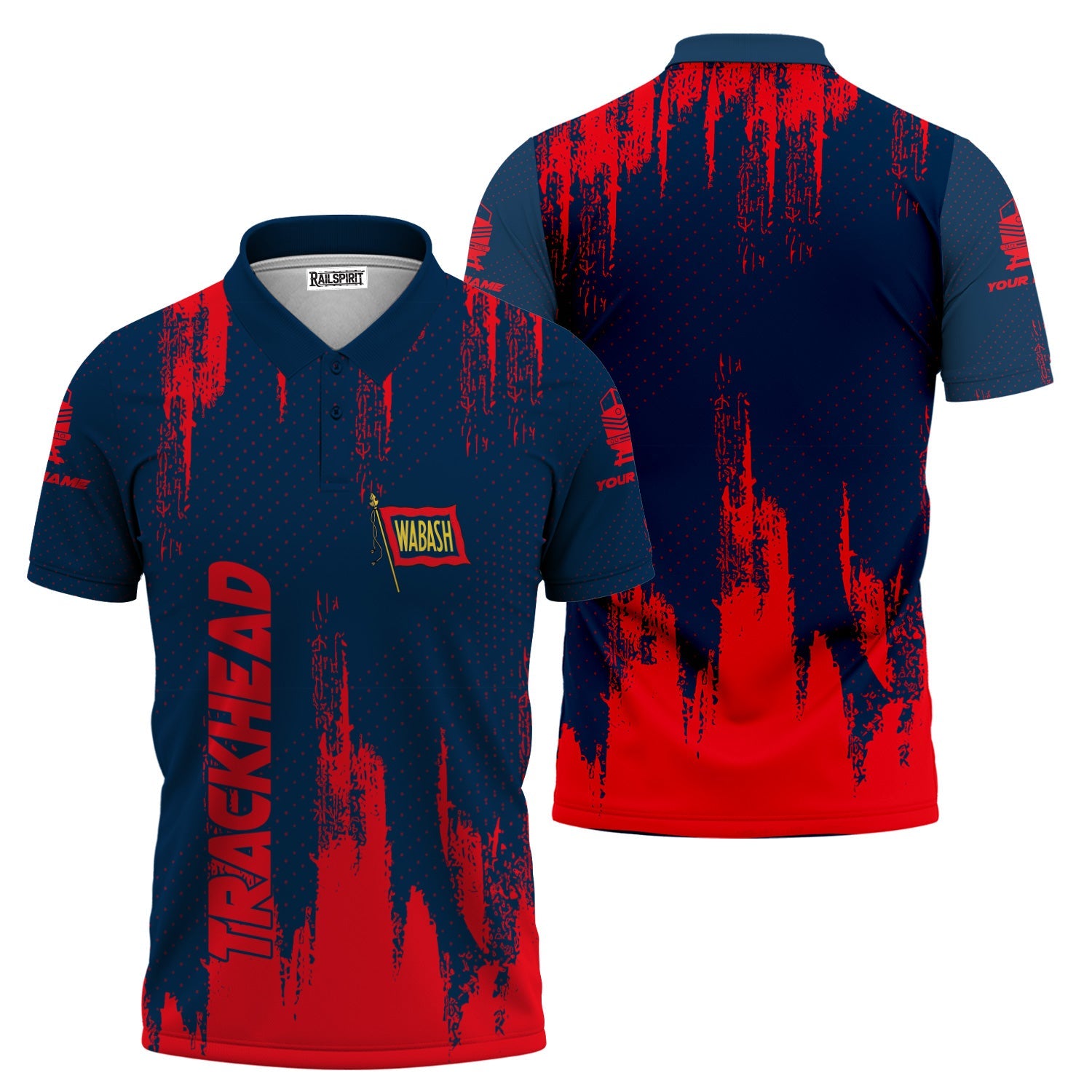 Railspirit Personalized Wabash Railroad Polo Shirt Paint Impact Design Train Shirt for Trackhead