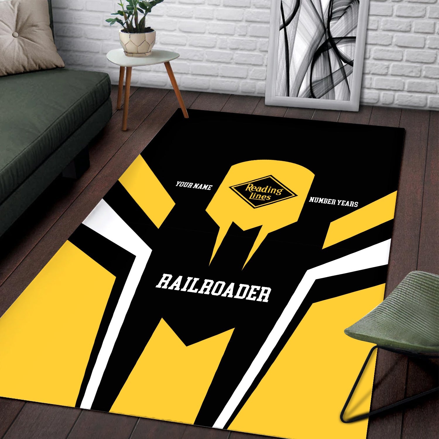 Railspirit Personalized Reading Railroad Area Rug Custom Year Railroader Rug Gift Idea For Train Lover