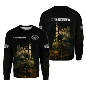 Railspirit Personalized Reading Railroad Sweatshirt Vintage Train Art Style Shirt For Locomotive Fans