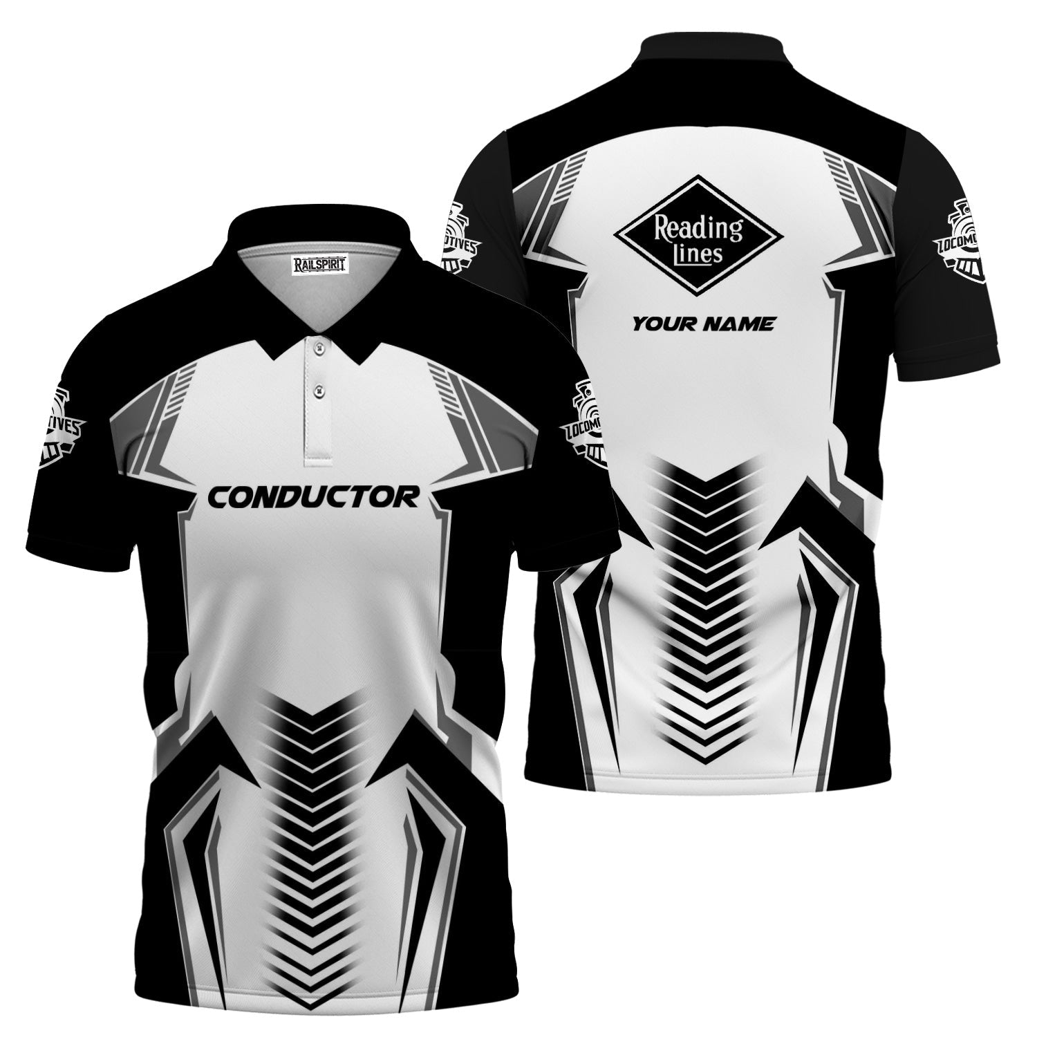 Railspirit Personalized Reading Railroad Polo Shirt Standout Style with Custom Position Train Shirt