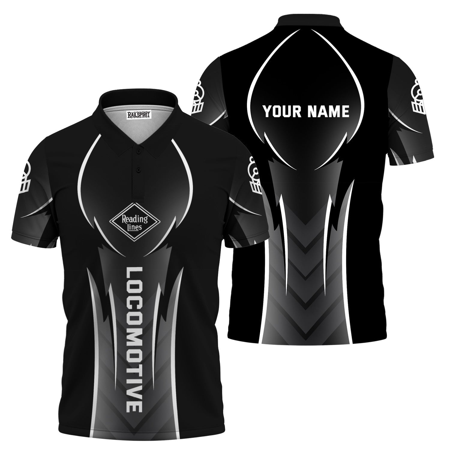 Railspirit Personalized Reading Railroad Polo Shirt Striking Line Style Train Shirt For Locomotive Lovers