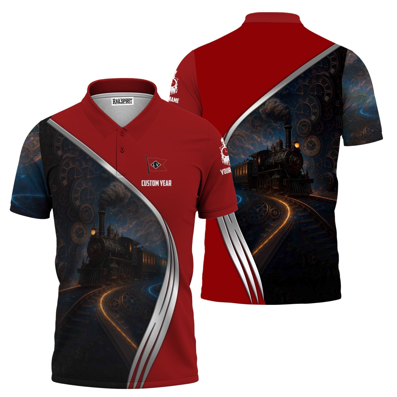 Railspirit Personalized Lehigh Valley Railroad Polo Shirt Steampunk Locomotive with Custom Year Train Shirt