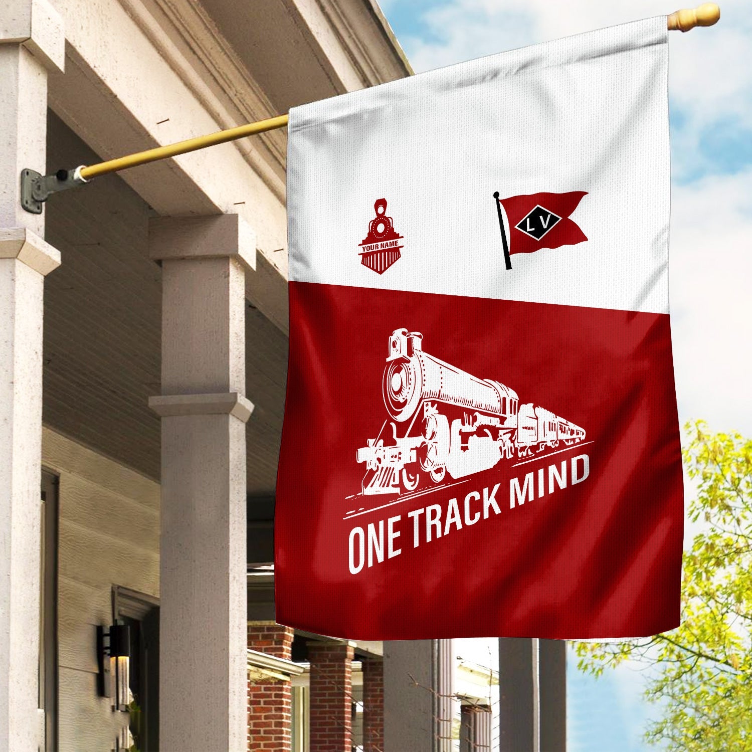 Railspirit Personalized Lehigh Valley Railroad Garden Flag One Track Mind Flag Gift Idea For Train Lover