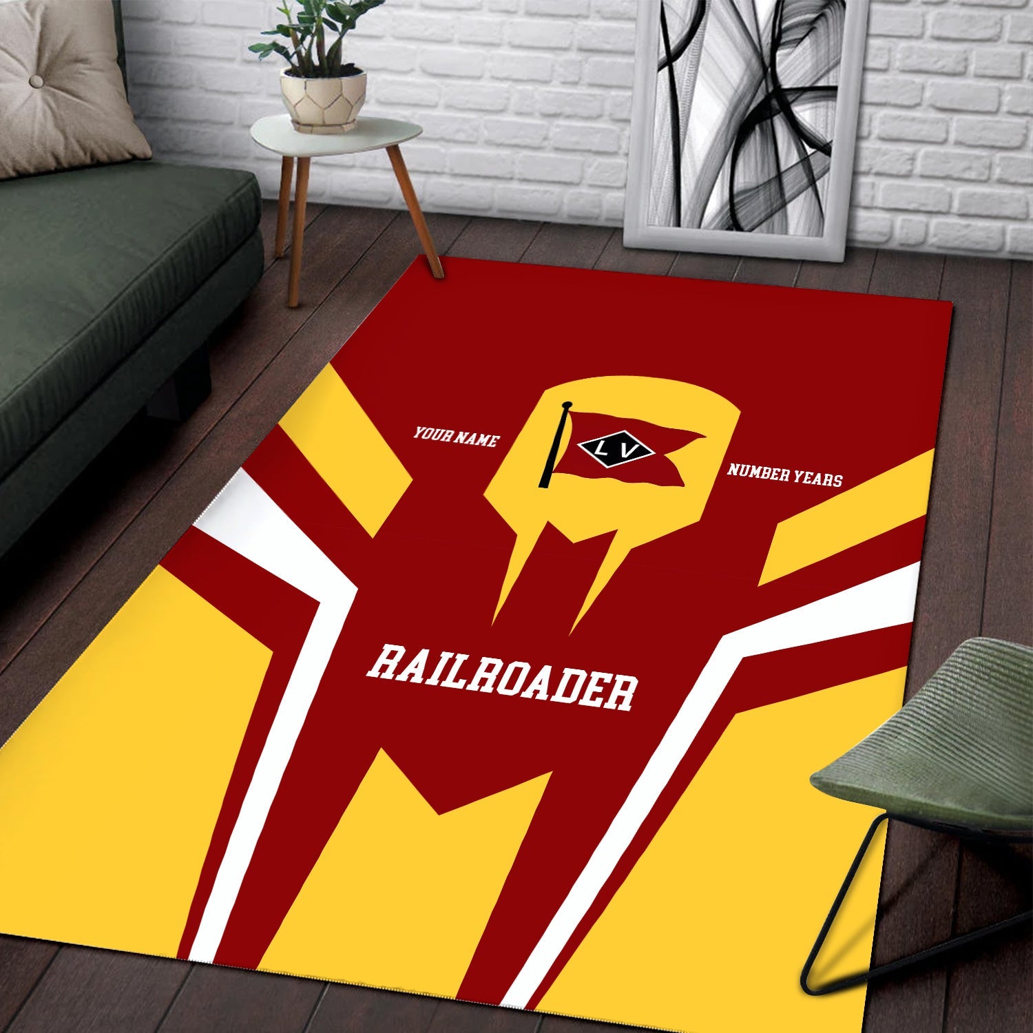 Railspirit Personalized Lehigh Valley Railroad Area Rug Custom Year Railroader Rug Gift Idea For Train Lover