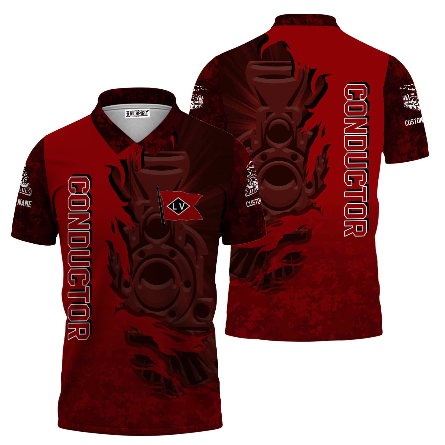 Railspirit Personalized Lehigh Valley Railroad Polo Shirt Blazing Style with Custom Position Train Shirt