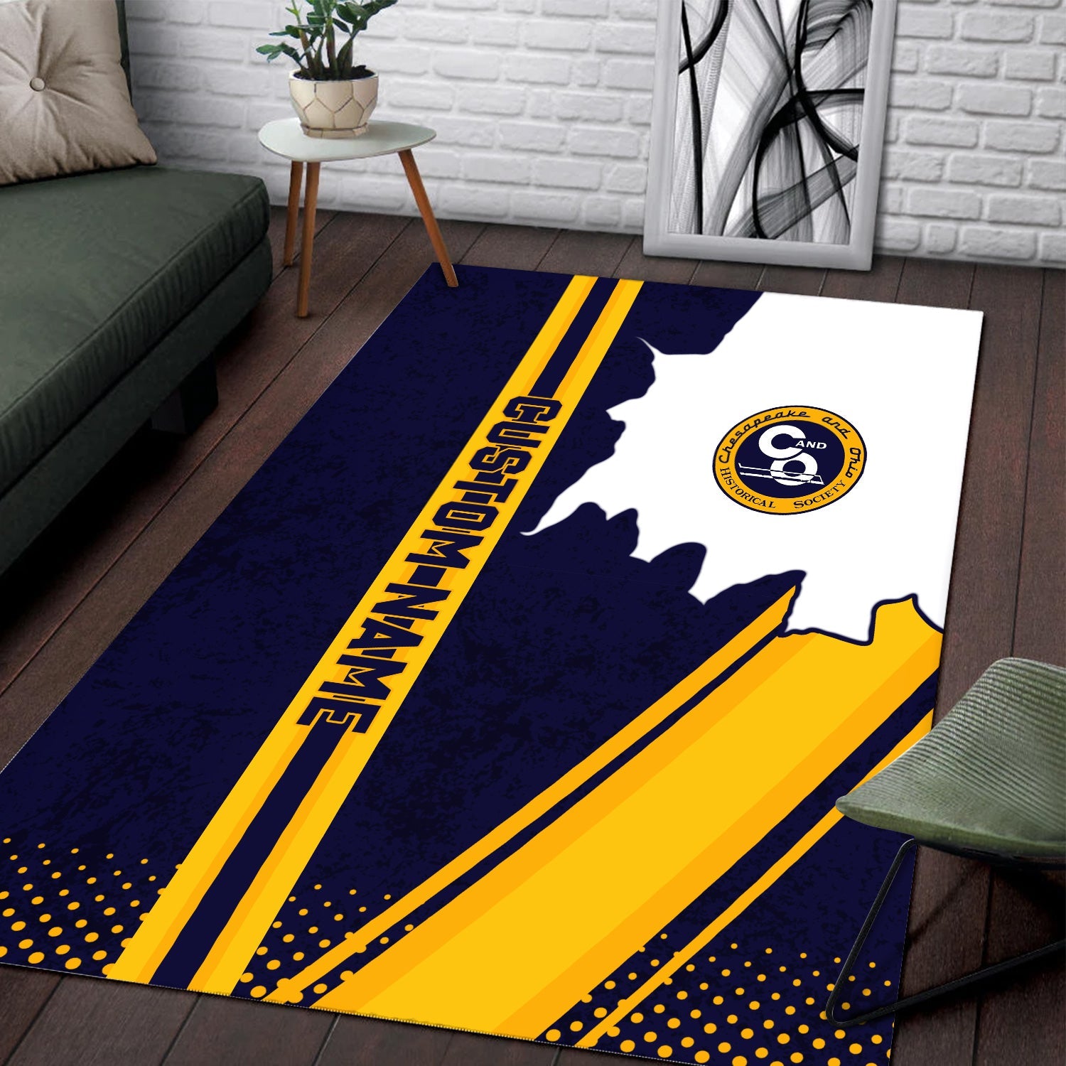 Railspirit Personalized Chesapeake and Ohio Railway Area Rug Vintage C&O All Over Printed Rug