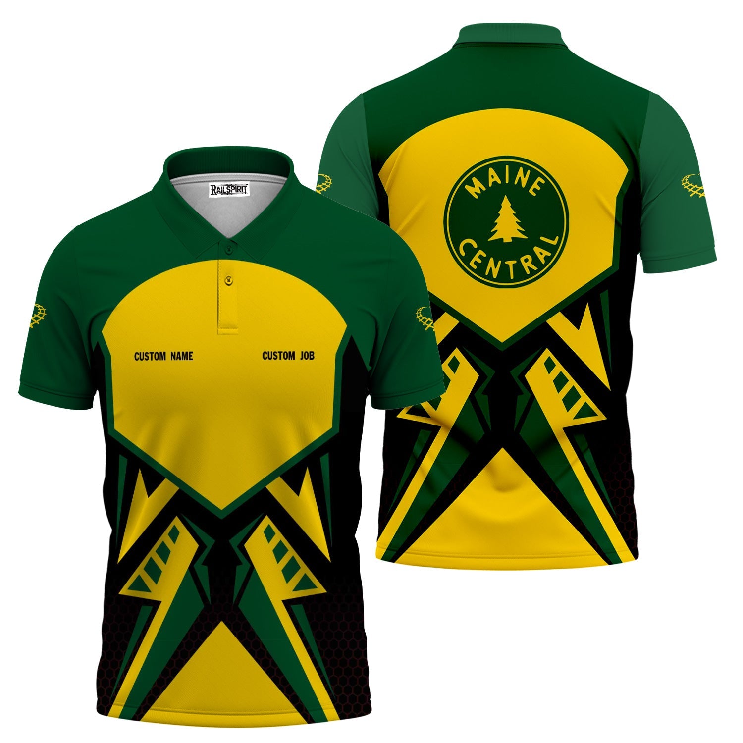 Railspirit Personalized Maine Central Railroad Polo Shirt Vibriant Style with Custom Position Train Shirt