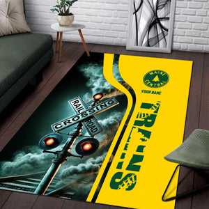 Railspirit Personalized Maine Central Railroad Area Rug Railroad Crossing Sign Rug All Over Print