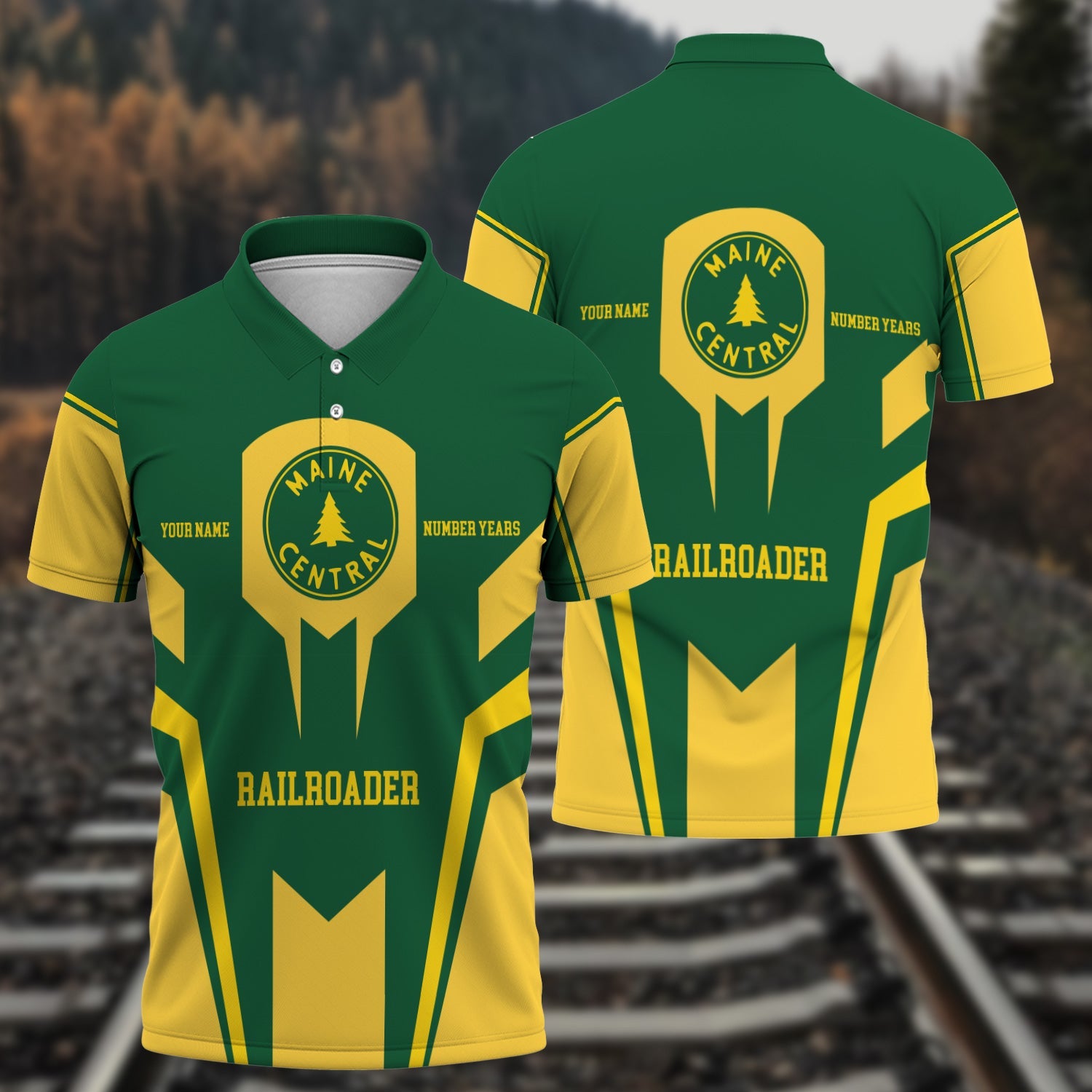 Railspirit Personalized Maine Central Railroad Polo Shirt Custom Year Railroader Shirt Gift Idea For Train Lover