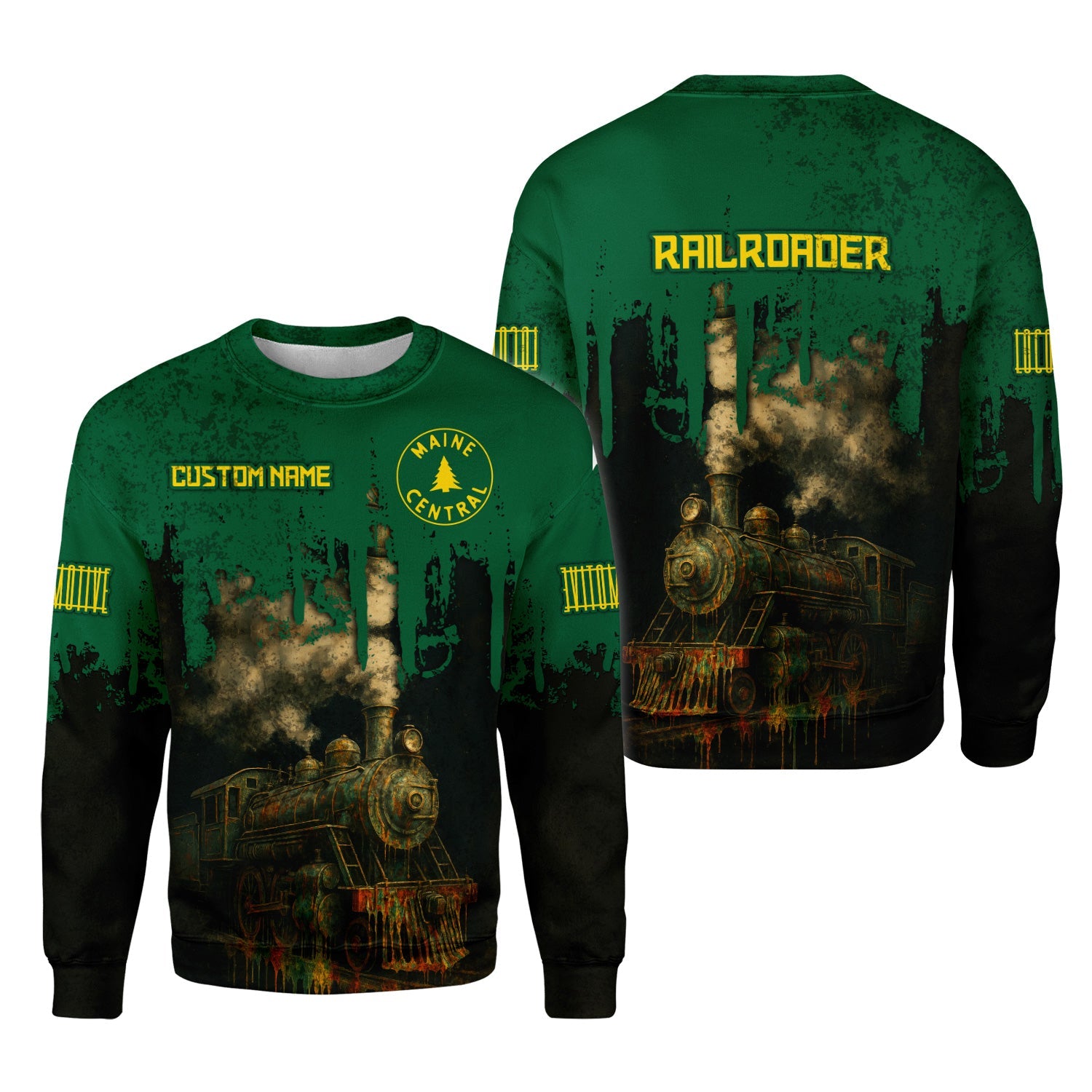 Railspirit Personalized Maine Central Railroad Sweatshirt Vintage Train Art Style Shirt For Locomotive Fans