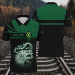 Railspirit Custom Name Maine Central Railroad Polo Shirt American Train Ticket Printed Shirt