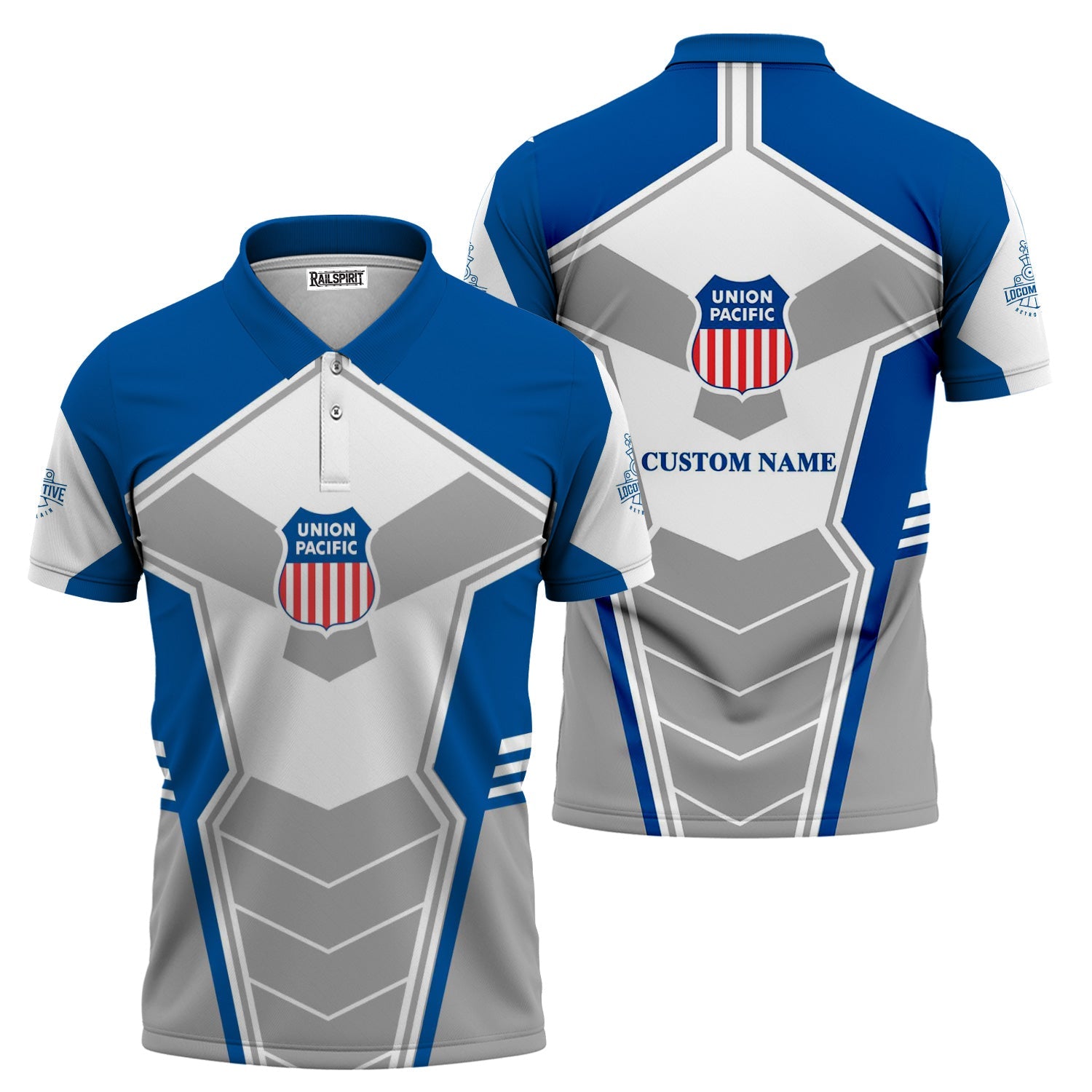 Railspirit Personalized Union Pacific Railroad Polo Shirt Engine-Inspired Style Big Boy Train Shirt for Railroad Fanatic
