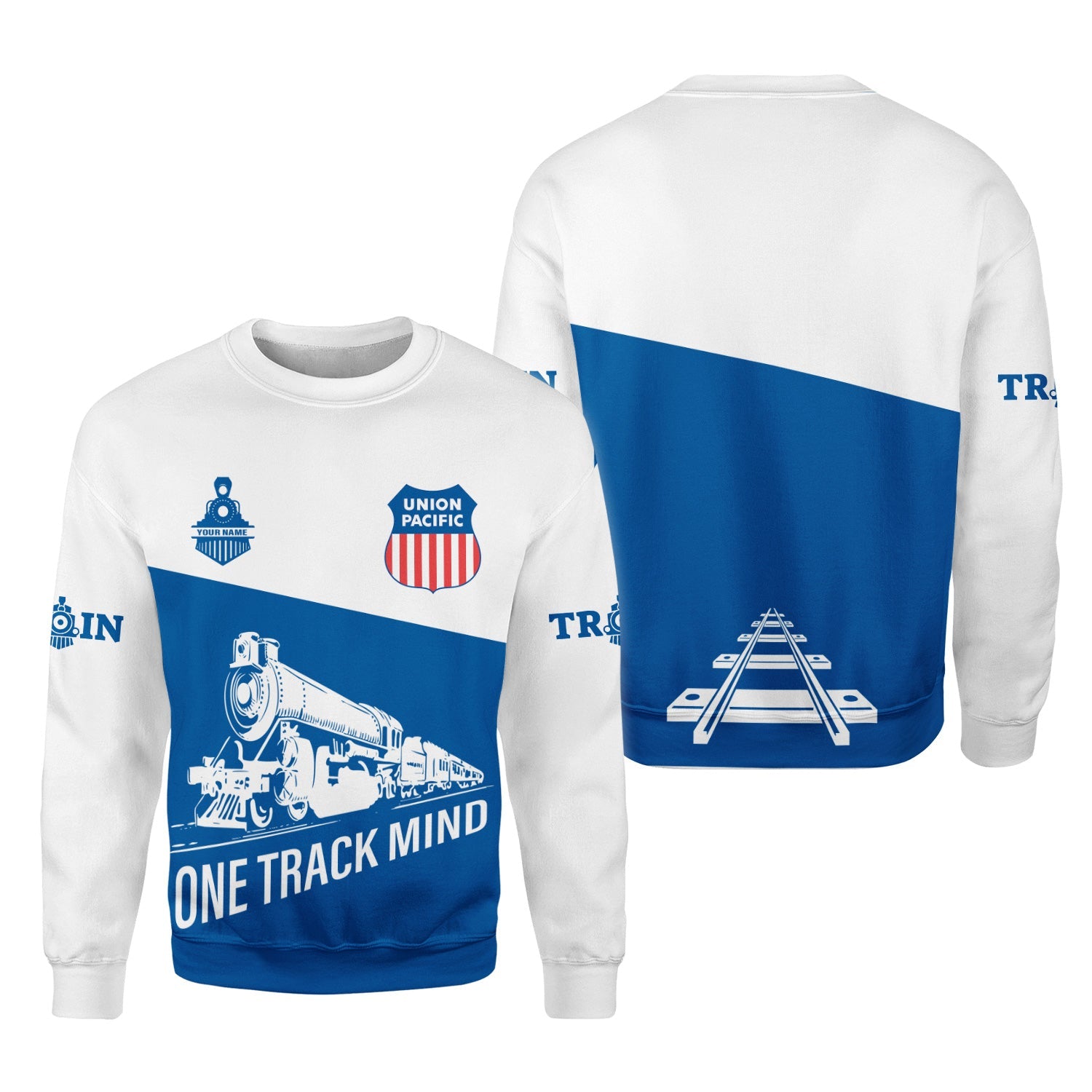 Railspirit Personalized Union Pacific Railroad Sweatshirt One Track Mind Big Boy Train Sweater Gift Idea For Train Lover