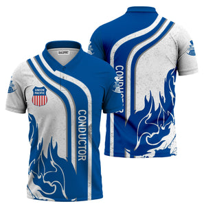 Railspirit Personalized Union Pacific Railroad Polo Shirt Flame Design with Custom Job Position Big Boy Train Shirt