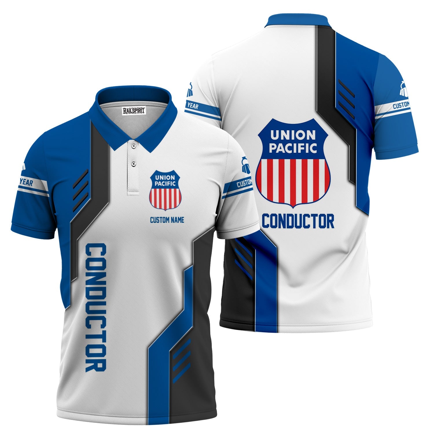 Railspirit Personalized Union Pacific Railroad Polo Shirt Unique Railway Style with Custom Job Big Boy Train Shirt
