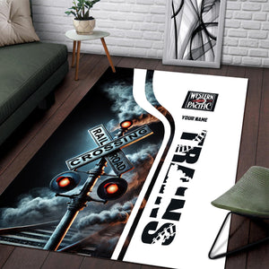 Railspirit Personalized Western Pacific Railroad Area Rug Railroad Crossing Sign Rug All Over Print