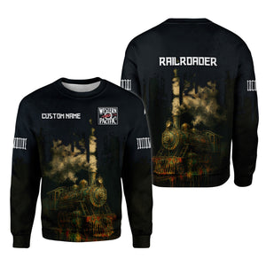 Railspirit Personalized Western Pacific Railroad Sweatshirt Vintage Train Art Style Shirt For Locomotive Fans