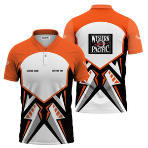 Railspirit Personalized Western Pacific Railroad Polo Shirt Vibriant Style with Custom Position Train Shirt