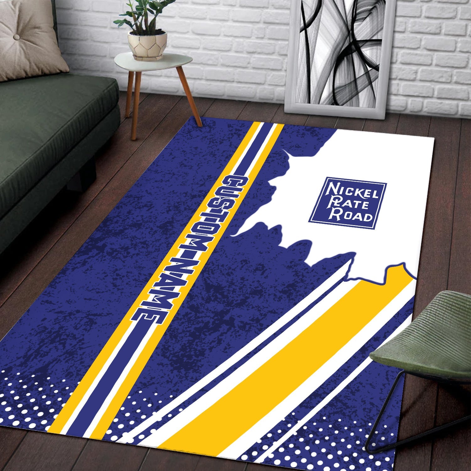 Railspirit Personalized New York, Chicago and St. Louis Railroad Area Rug Vintage Nickel Plate Road All Over Printed Rug