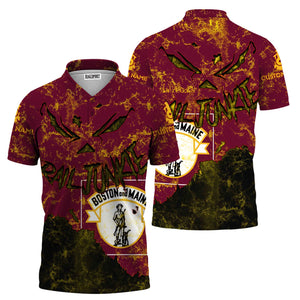 Railspirit Personalized Boston and Maine Railroad Polo Shirt Torn Graphic Style Train Shirt For Rail Junkie