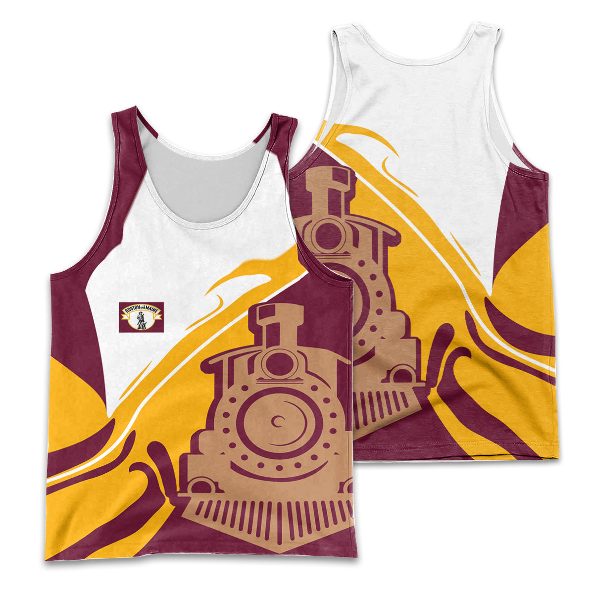 Railspirit Personalized Boston and Maine Railroad Men Tank Top Flame-Inspired Style Shirt Gift Idea For Train Lovers