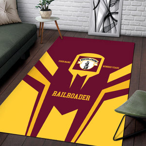 Railspirit Personalized Boston and Maine Railroad Area Rug Custom Year Railroader Rug Gift Idea For Train Lover