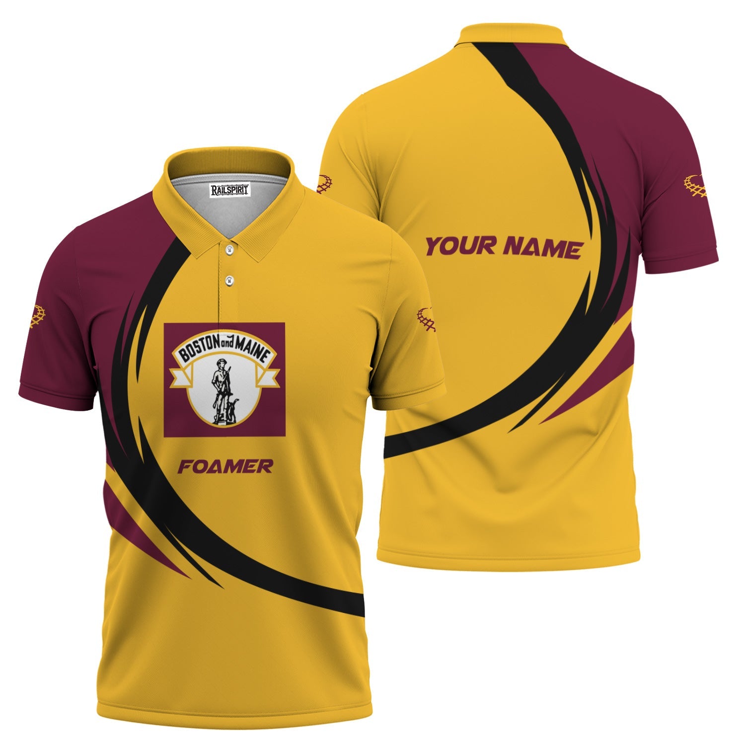 Railspirit Personalized Boston and Maine Railroad Polo Shirt Unique Graphic Style Shirt For Train Enthusiasts