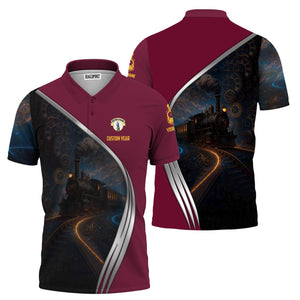Railspirit Personalized Boston and Maine Railroad Polo Shirt Steampunk Locomotive with Custom Year Train Shirt