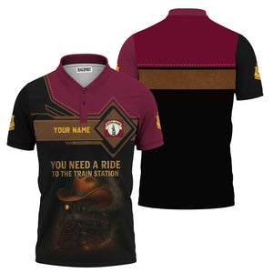 Railspirit Personalized Boston and Maine Railroad Polo Shirt You Need A Ride To The Train Station Shirt For Train Lovers