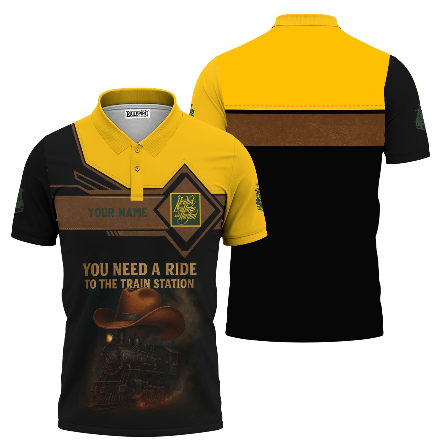Railspirit Personalized New York, New Haven and Hartford Railroad Polo Shirt You Need A Ride To The Train Station New Haven Railroad Shirt