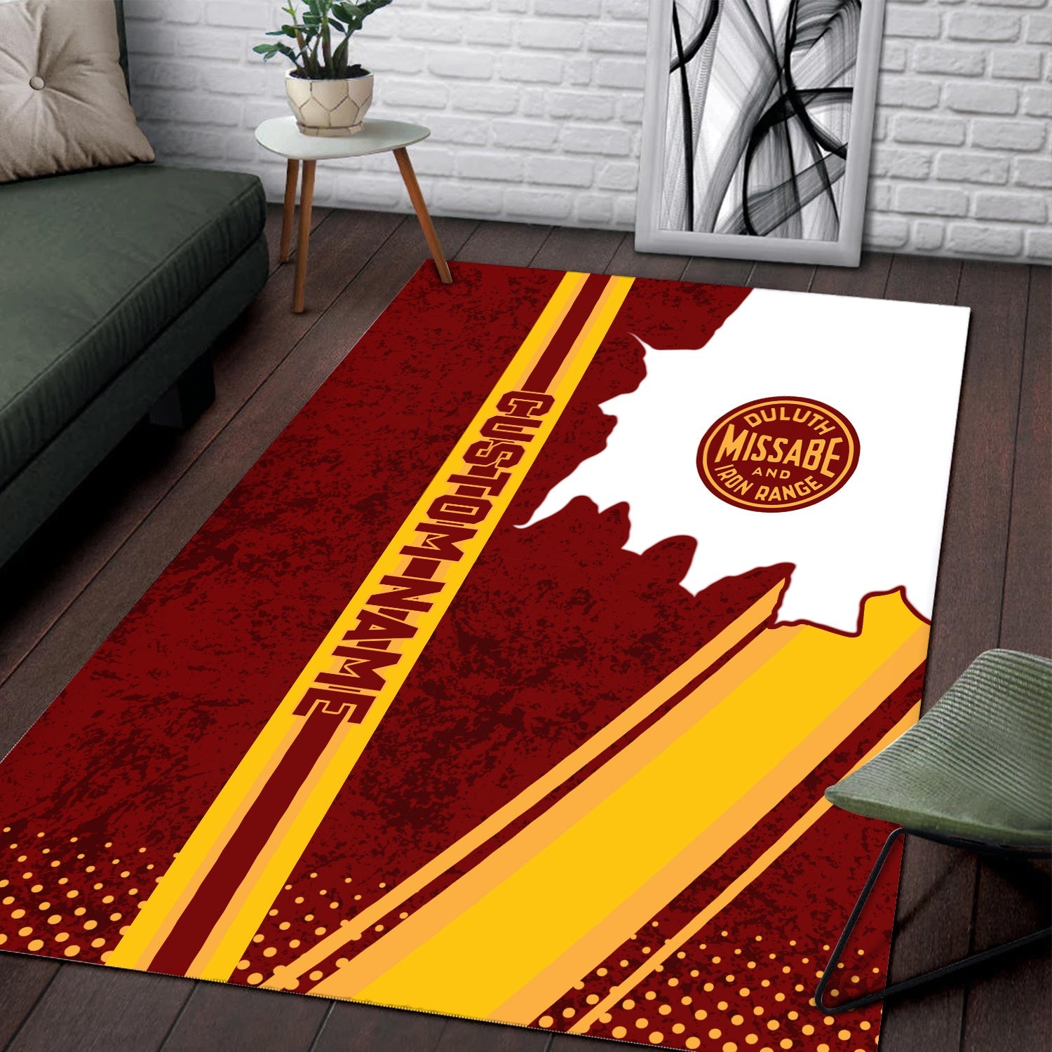 Railspirit Personalized Duluth, Missabe, & Iron Range Railroad Area Rug Vintage All Over Printed Rug