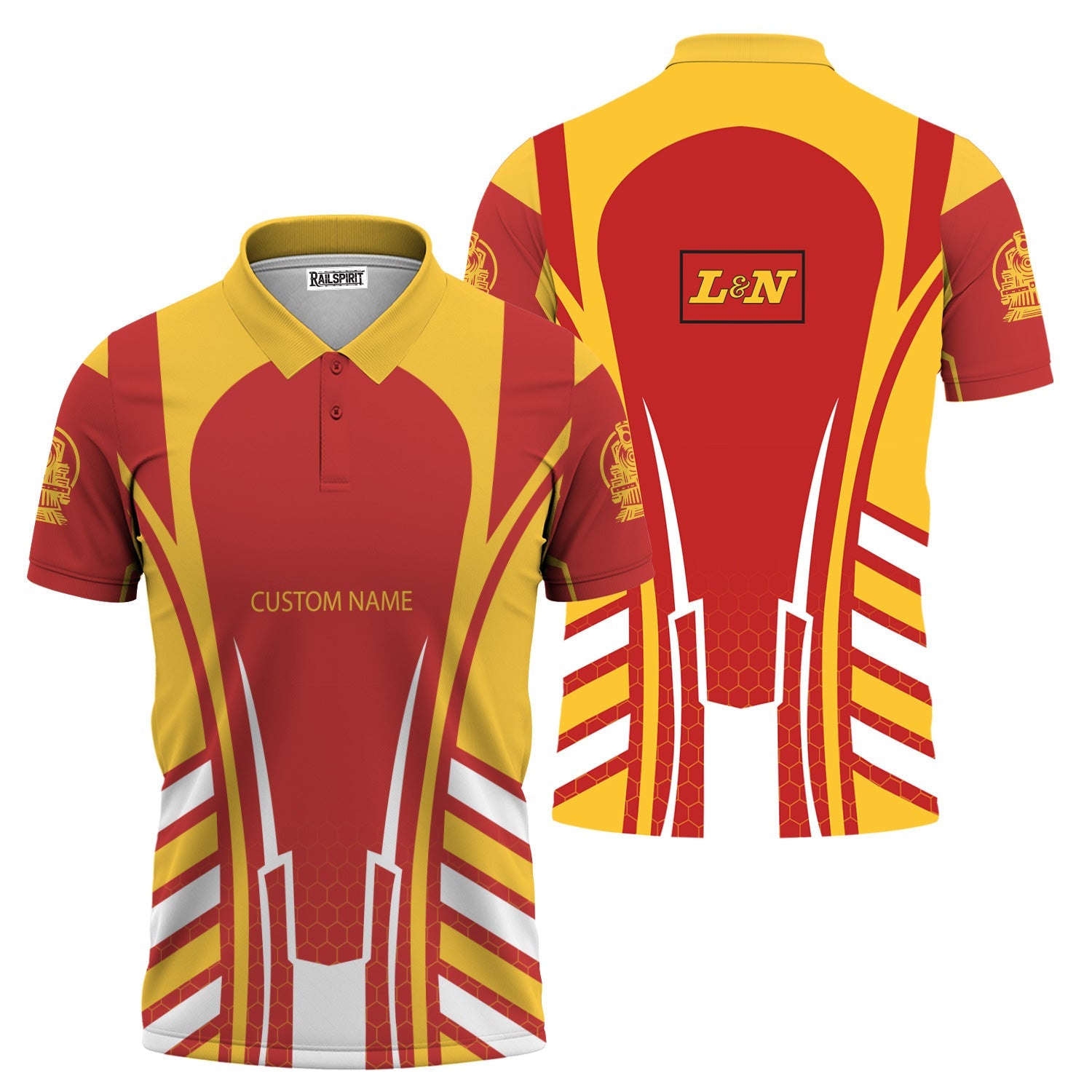 Railspirit Personalized Louisville and Nashville Railroad Polo Shirt Striped Railroad Style L&N Train Shirt All Over Print